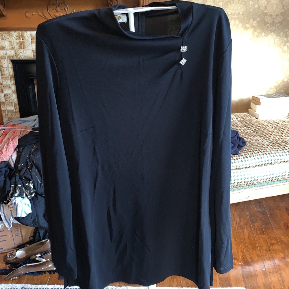 Talbotsโ gorgeous rhinestone embellished back zip blouse. Worn once